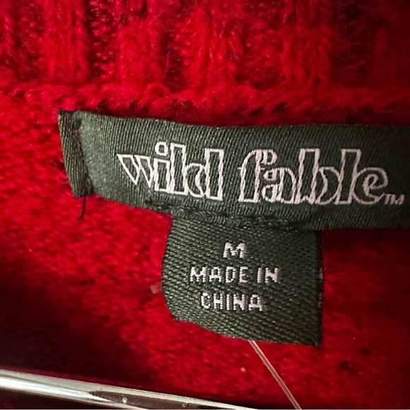 Wild Fable Red Crop Sweater Puffy Sleeves Size Medium - Picture 3 of 3